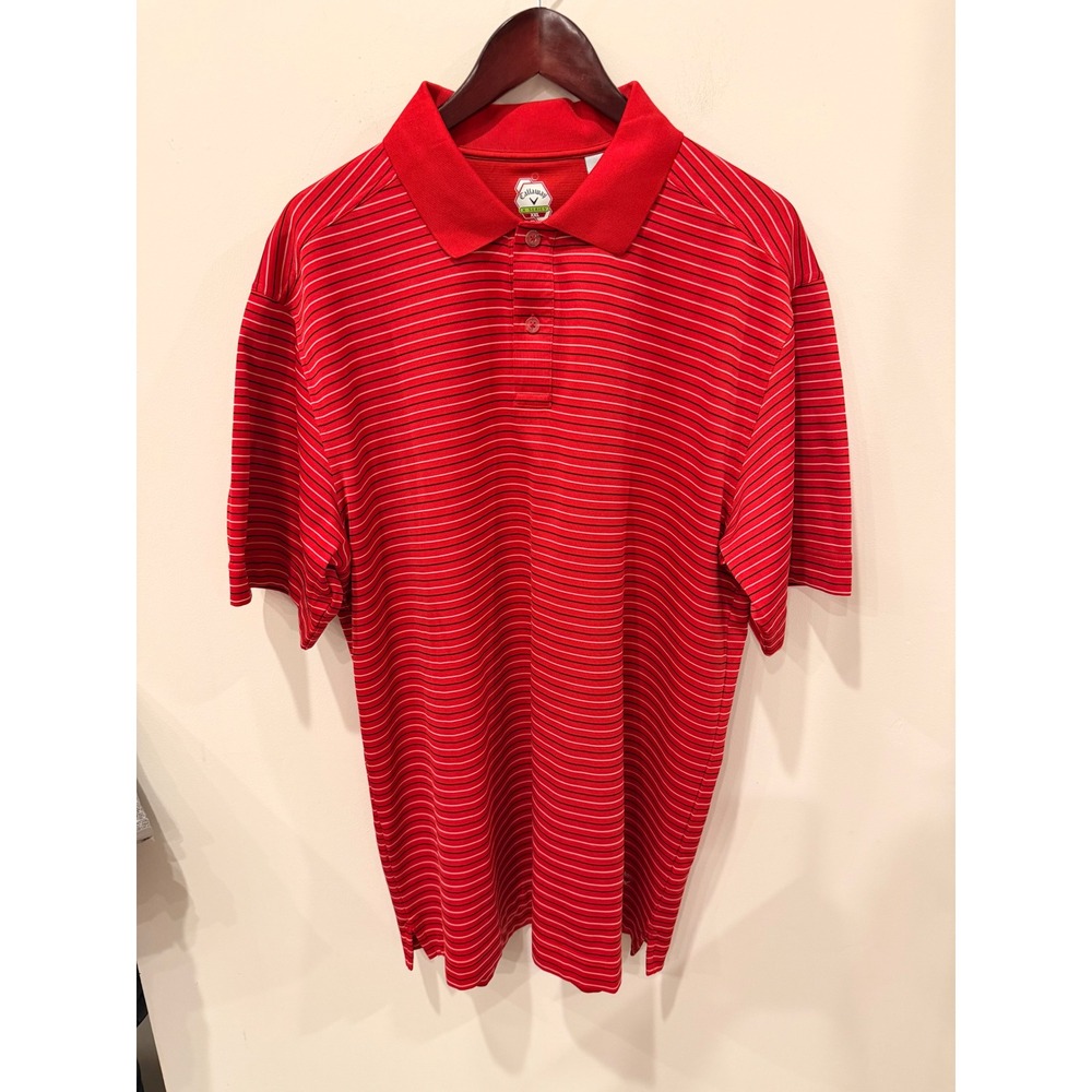 Callaway‎ X Series Mens XXL Red Striped Short Sleeve Golf Polo Shirt Performance